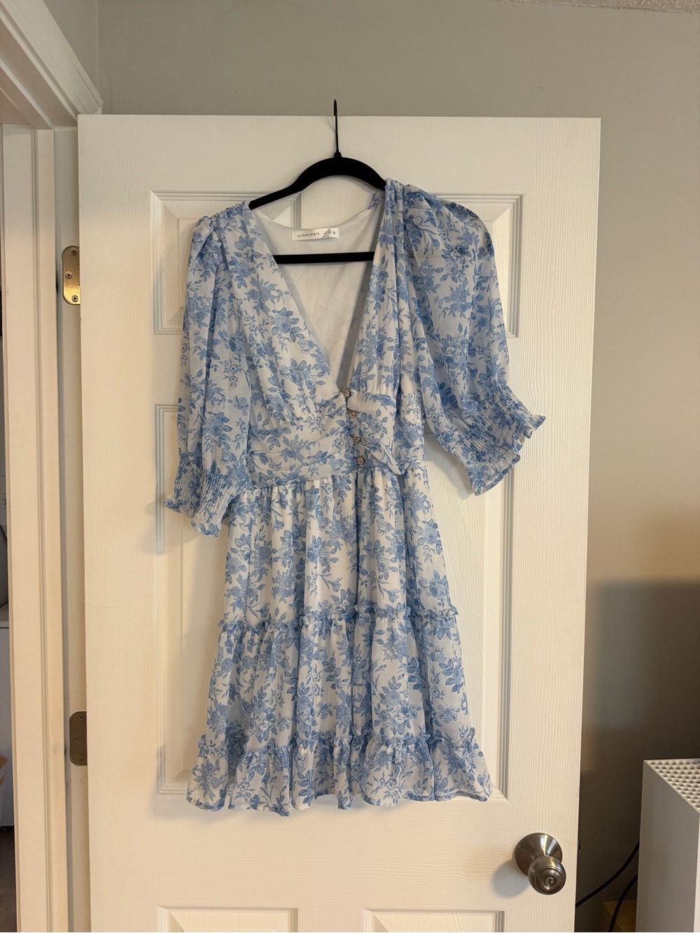 Altar'd State Light Blue Floral Wrap Dress